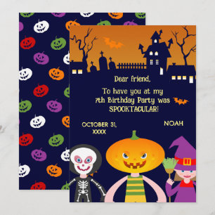 Halloween Costume Boy Birthday Party  Thank You Card