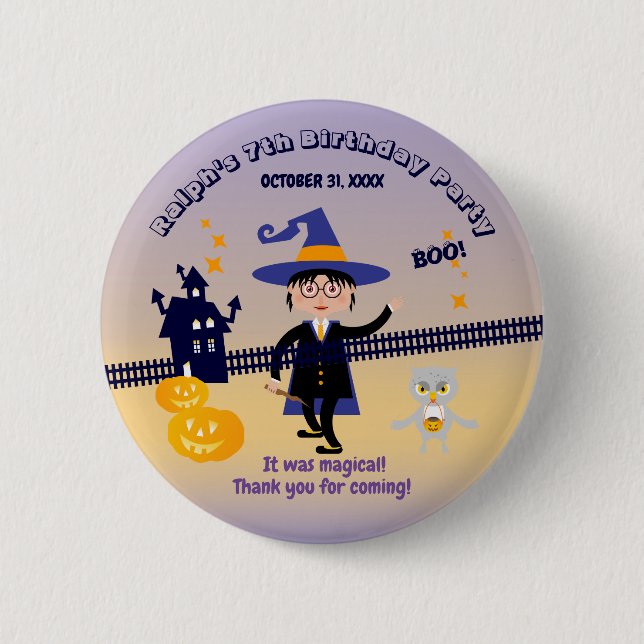Halloween Costume Boy Wizard Birthday Party  6 Cm Round Badge (Front)