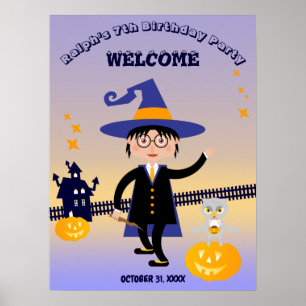 Halloween Costume Boy Wizard Birthday Party  Poster