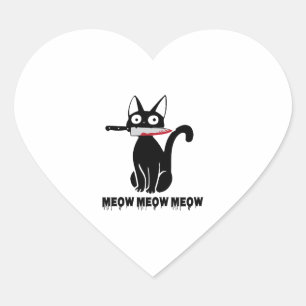 Halloween Costume Cat Funny Ch Ch Ch Meow Meow Sca Heart Sticker