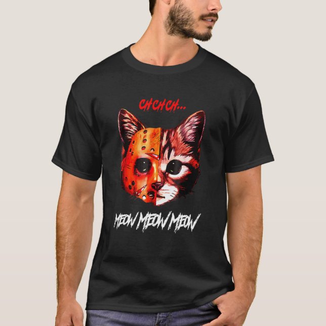 Halloween Costume Cat Funny Ch Ch Ch Meow Meow Sca T-Shirt (Front)