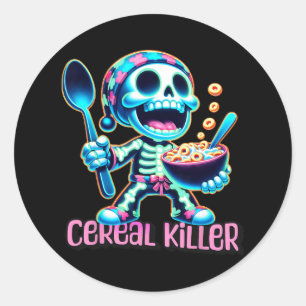 Halloween Costume Cereal Killer Funny Breakfast Ce Classic Round Sticker