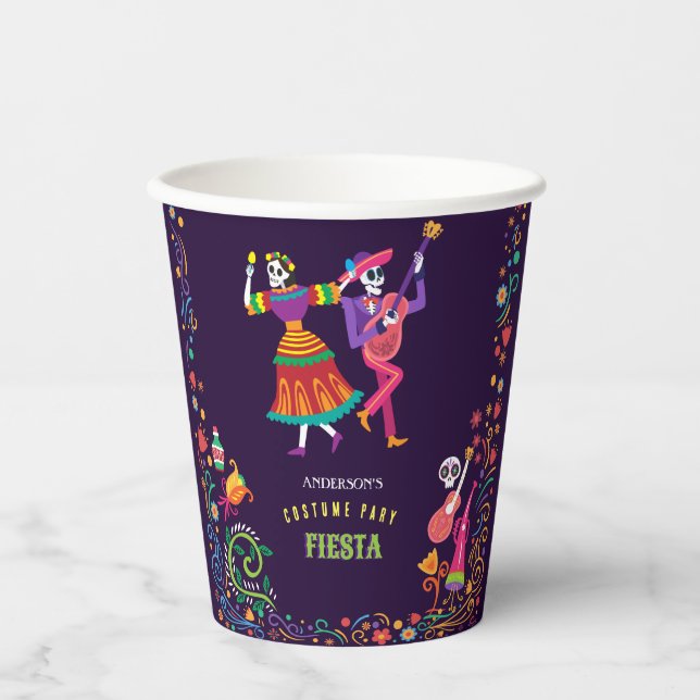 Halloween Costume Colourful Party De los Muertos Paper Cups (Front)