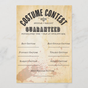 HALLOWEEN COSTUME CONTEST OFFICIAL BALLOT CARD