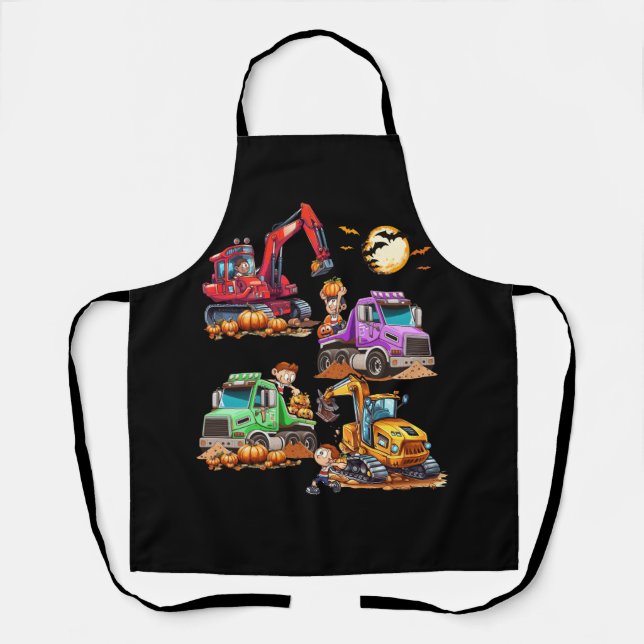 Halloween Costume Crane Truck Pumpkin Construction Apron (Front)