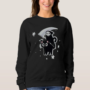Halloween Costume Death Rides A Black Cat Sweatshirt