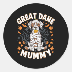Halloween Costume Dog Lover Great Dane Mummy  Classic Round Sticker