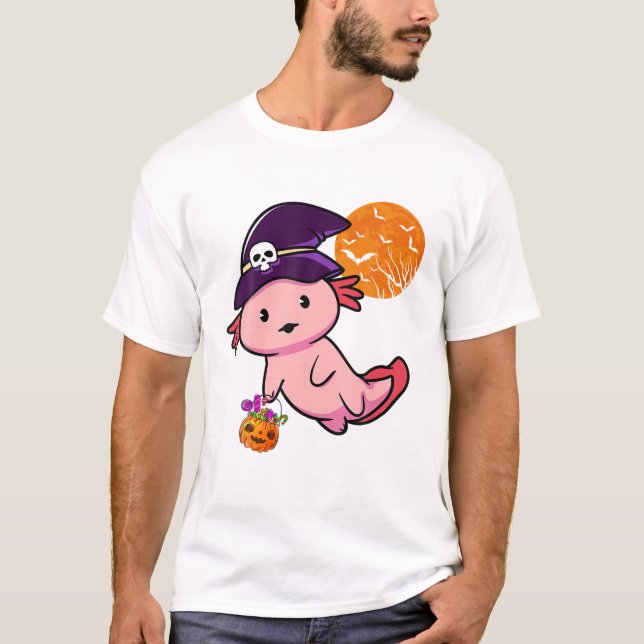 Halloween Costume For Boys Kids Axolotl Witch Pump T-Shirt (Front)