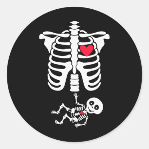 Halloween Costume For Pregnant Mum To Be Skeleton Classic Round Sticker