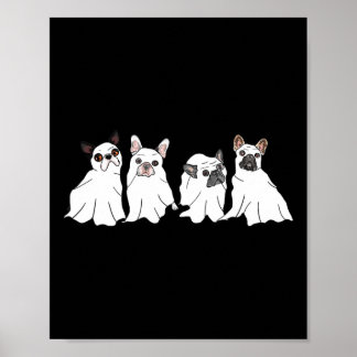 Halloween Costume French Bulldog Ghost  Poster