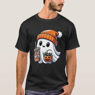 Halloween Costume Ghost Drinking Pumpkin Girls Men T-Shirt