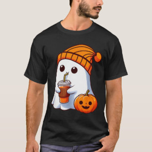 Halloween Costume Ghost Drinking Pumpkin Men Women T-Shirt