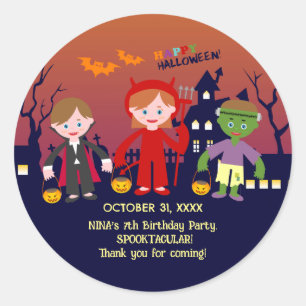 Halloween Costume Girl Birthday Party Classic Round Sticker