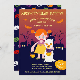 Halloween Costume Girl Birthday Party  Invitation