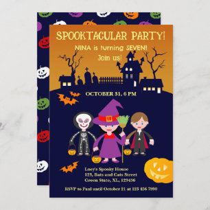 Halloween Costume Girl Birthday Party  Invitation