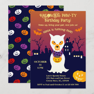 Halloween Costume Girl Birthday Party  Invitation