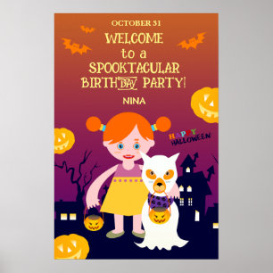 Halloween Costume Girl Birthday Party  Poster