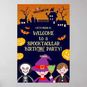 Halloween Costume Girl Birthday Party  Poster