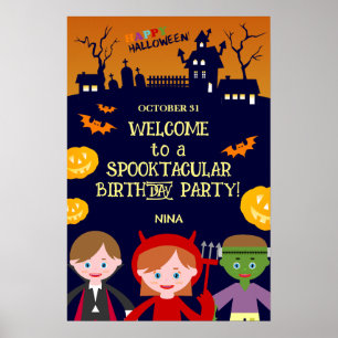 Halloween Costume Girl Birthday Party  Poster