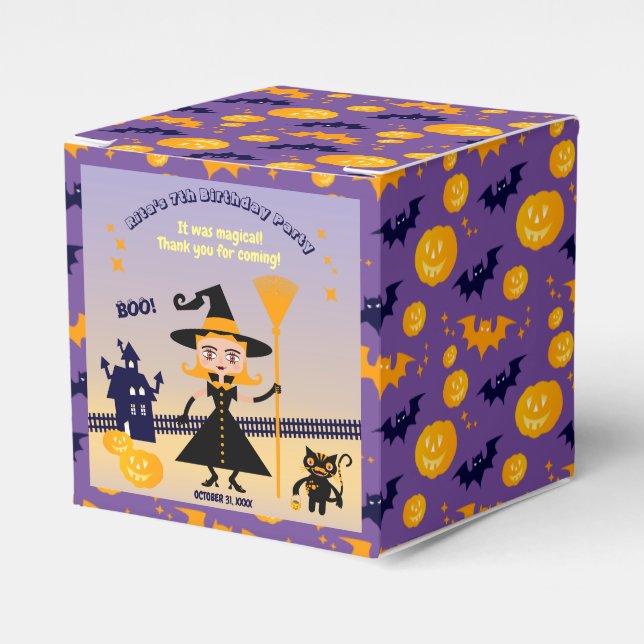 Halloween Costume Girl Witch Birthday Party Favour Box (Front Side)