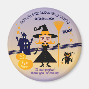 Halloween Costume Girl Witch Birthday Party Magnet