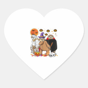Halloween Costume Happy Spooky Sloths Trick Or Tre Heart Sticker