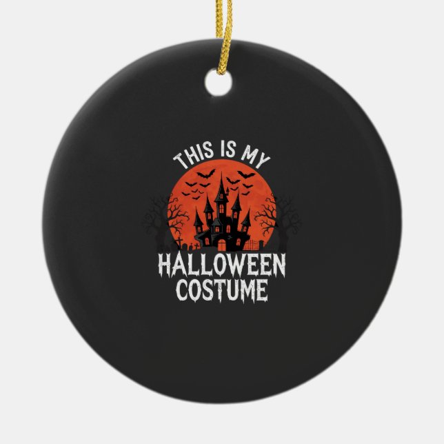 Halloween Costume Haunted Castle Vector Design Ceramic Ornament (Front)