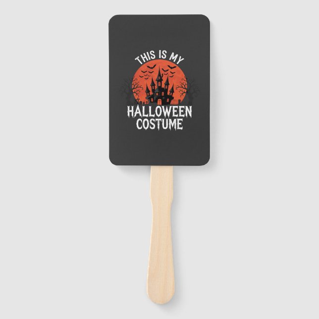 Halloween Costume Haunted Castle Vector Design Hand Fan (Front)