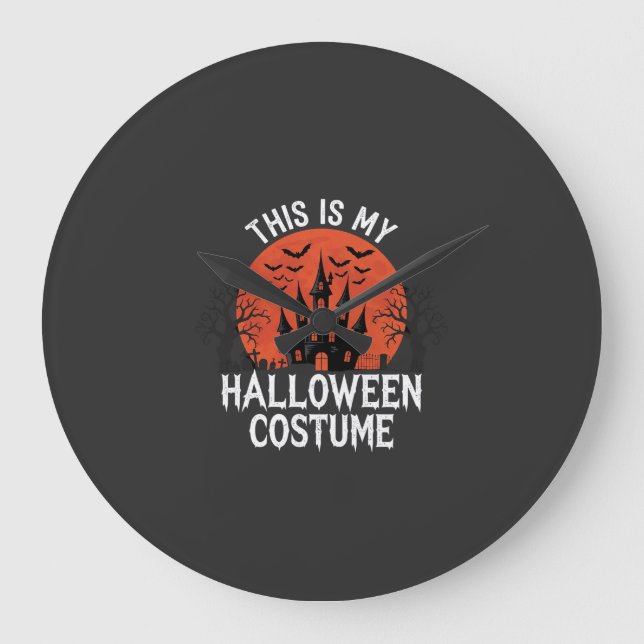 Halloween Costume Haunted Castle Vector Design Large Clock (Front)