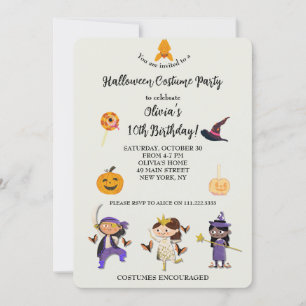 Halloween Costume Kids Birthday Party Invitation