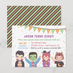 Halloween Costume Kids Birthday Party Invitations