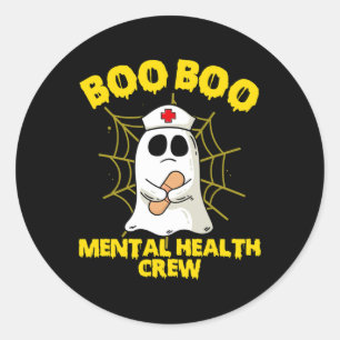 Halloween Costume Mental Health Nurse Boo Boo Crew Classic Round Sticker