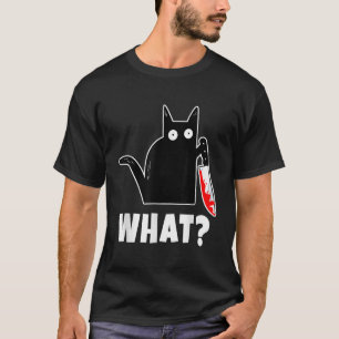 Halloween Costume Murderous Cat Bloody Knife Mens  T-Shirt