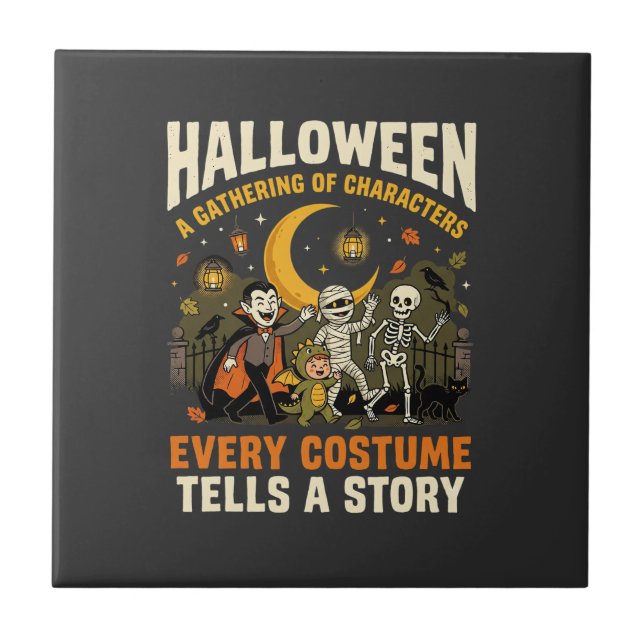 Halloween Costume Night Adventure Ceramic Tile (Front)