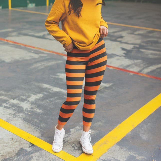 Halloween Costume Orange and White Stripes Pattern Leggings (Creator Uploaded)