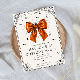 Halloween Costume Orange Bow Invitation Template