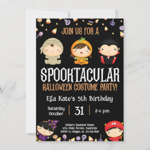Halloween Costume Party Birthday Kids Party Invitation