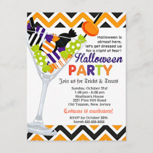 Halloween Costume Party Candies Cocktail Invitation