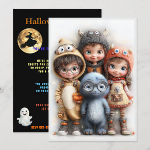 Halloween Costume Party Cute Boys & Girls Invitation