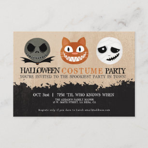Halloween Costume Party Cute Masks Invitation