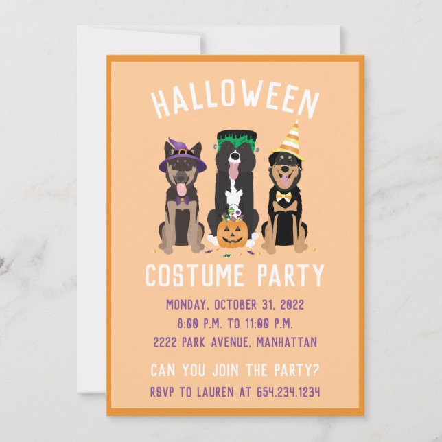 Halloween Costume Party Dogs Invitation (Front)