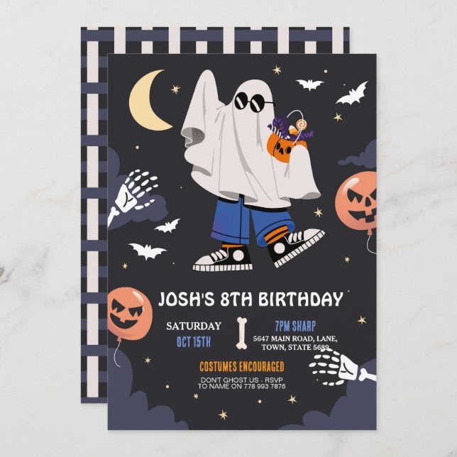 Halloween Costume Party Ghosts Boys Teens Invitation (Front/Back)