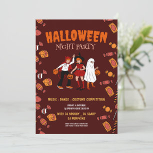 Halloween costume party, Halloween Night  Holiday Card