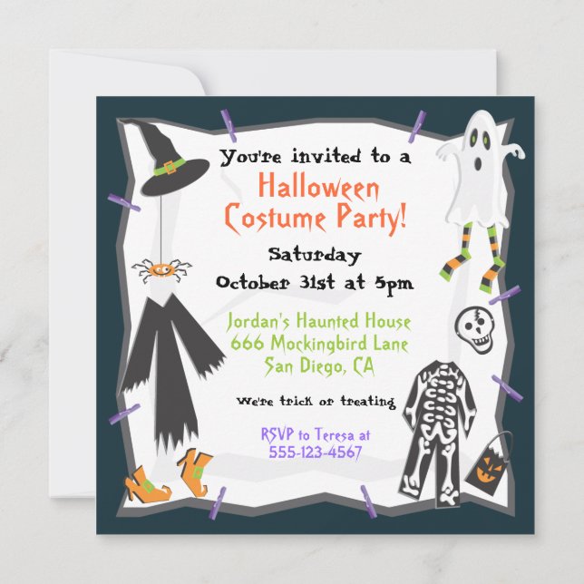 Halloween Costume Party Invitation (Back)