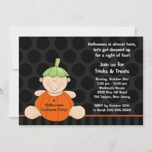 Halloween Costume Party Invitation Cute Pumpkin