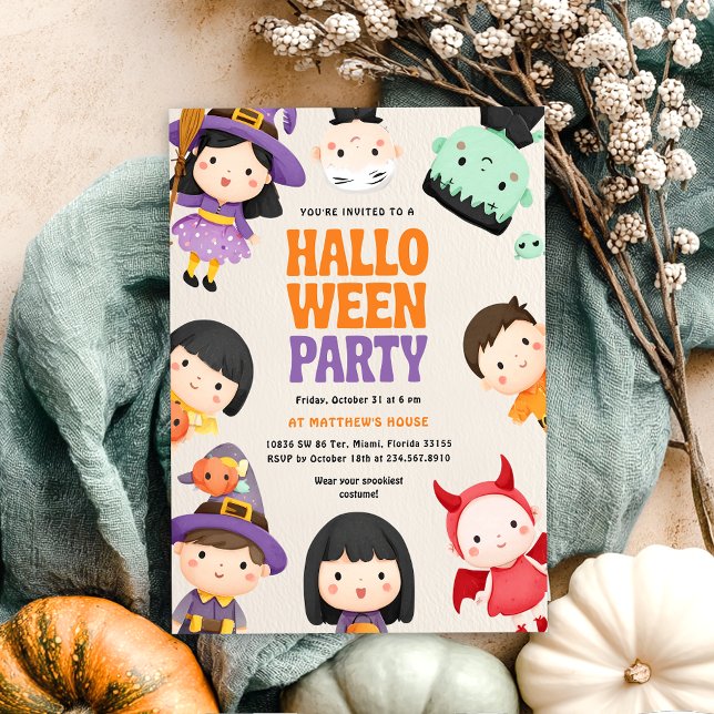 Halloween Costume Party Kids Trick Treat  Invitation (Creator Uploaded)