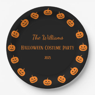 Halloween Costume Party Orange Pumpkins Paper Plate