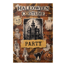 Halloween Costume Party Poster With Haunted House