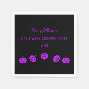 Halloween Costume Party Purple Pumpkins Paper Napkin