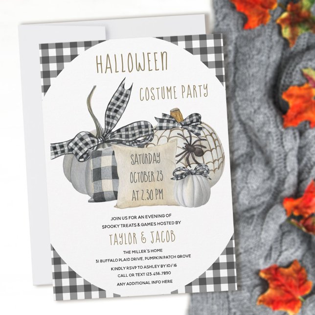 Halloween Costume Party Rustic Farmhouse Pumpkins Invitation (Creator Uploaded)